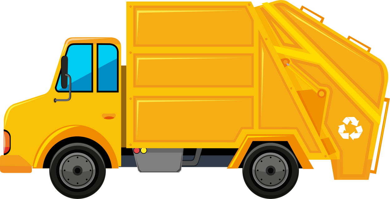 Rubbish truck in yellow color
